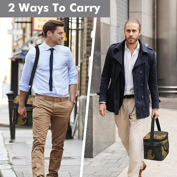 Tirrinia Insulated Lunch Box for Women Men, Leakproof Reusable Lunch Bag Containers for Adult,Working,Office,Lunch Soft Cooler Bag Tote for Picnic Hiking BeachCamo