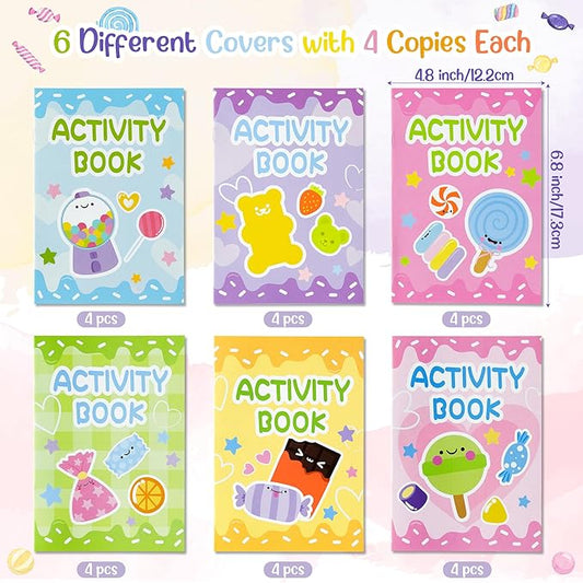 Candy Activity Books for Kids - 48Pcs Coloring Sweets Book Set Bulk Candy Search Mazes Word Scramble Games Mini Books for Birthday Candy Land Party Goodie Bags Stuffers School Classroom Favors