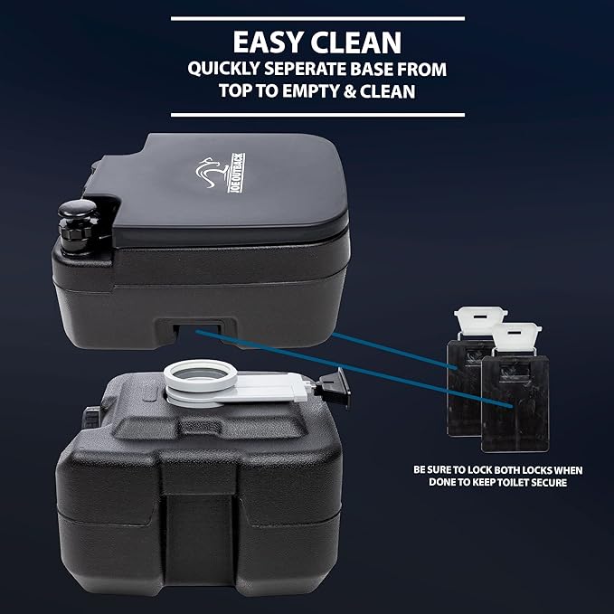 Camping Toilet w/Privacy Tent – 2.5 Gallon Fresh Water Camp Toilet for up to 50 Clean Flushes – Odorless & Heat Resistant Portable Camping Toilet – PE Camping Potty w/ 5.3 Gallon Waste Tank