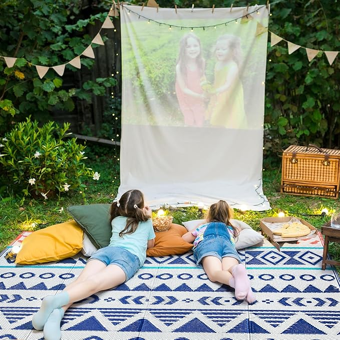 Outdoor Rugs Patio Camping Waterproof - 4x6 Plastic Straw Patio Rug Portable for Campers, Outside RVs Mat, Outdoor Area Carpet for Patios Clearance, Backyard Porch, Balcony, Picnic