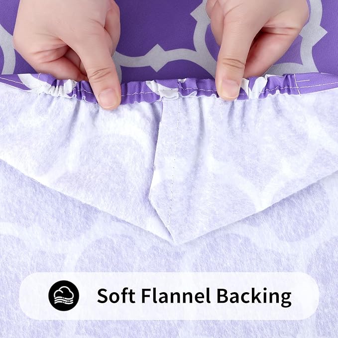 Smiry Rectangle Picnic Table Cover, Waterproof Elastic Fitted Camping Tablecloths for 6 Foot Tables, Wipeable Flannel Backed Vinyl Tablecloth Protector for Indoor, Outdoor (Lavender, 30x72 Inches)