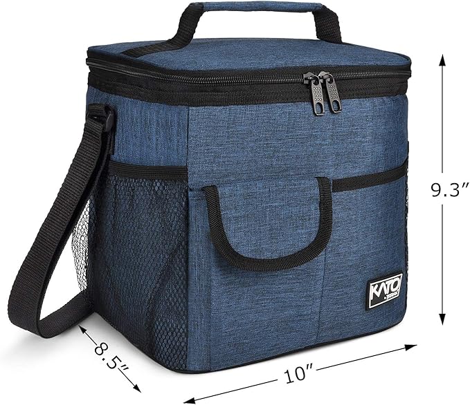 Tirrinia Large Insulated Lunch Bag for Women Men, 10L Leakproof Thermal Reusable Lunch Box for Adult, Tall Meal Prep Lunch Cooler Tote with 4 Pockets for Office Work,