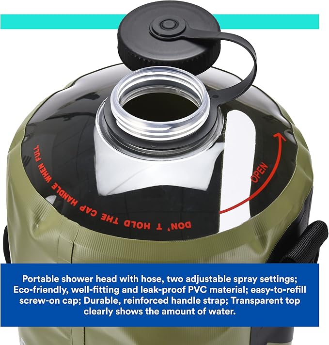 HappyPo Camping Shower - Portable Camping Solar Shower Pump- Shower Bag with Pressure Foot Pump with Temperature Indicator - Camp Water Equipment for Road Travel