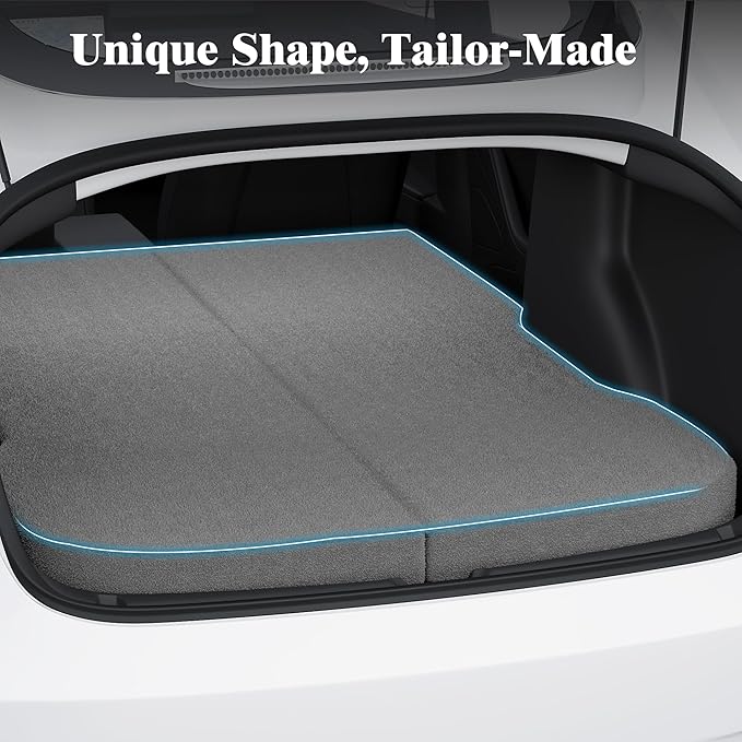 Ferlizer 4" Memory Foam Camping Mattress for Tesla Model 3, 74" x 43", Foldable Car Sleeping Pad with Plush Washable Cover, CertiPUR-US Certified, Grey