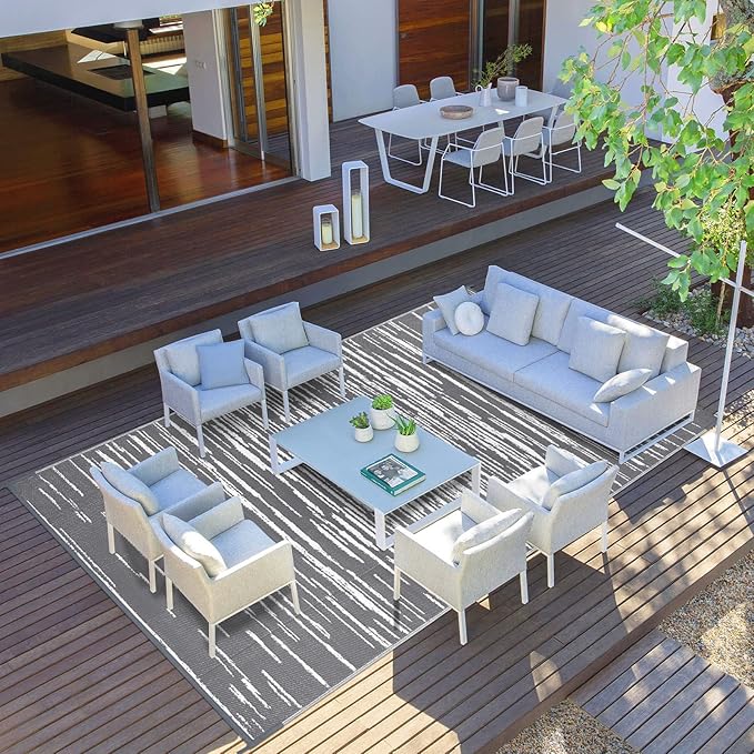 HEBE Outdoor Rug 9'x18' for Patios Clearance Waterproof Patio Mat Plastic Straw Rug Reversible RV Camping Tent Rug Outside Indoor Outdoor Area Rugs for RV,Deck,Beach,Balcony,Camper