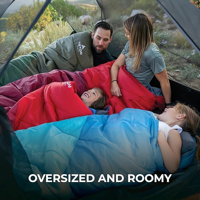 Teton Junior, 20 Degree and 0 Degree Sleeping Bags. Finally, Sleeping Bag for Boys, Girls, All Kids, Warm and Comfortable, for All Camping Weather and Built to Last
