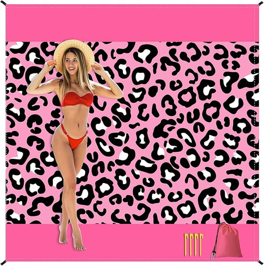 Sandproof Waterproof Beach Blanket, 80"x80" Large Beach Mat for 4-6 Adults, Lightweight Quick Dry Windproof Picnic Mat