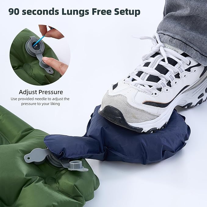 GearDoctors® Ether Ultralight Sleeping Pad 17.5oz – Compact Camping Air Mattress – Inflatable Sleeping Mat for Backpacking, Hiking, Tent, Outdoor Travel