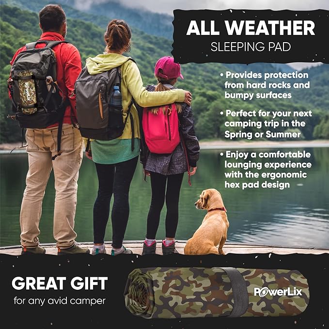 POWERLIX Camping Sleeping Pad - Ultralight Inflatable Camping Mattress Sleeping Mat for Backpacking, Hiking, Compact Lightweight Sleeping Pad, Inflation Bag/Repair Kit Included