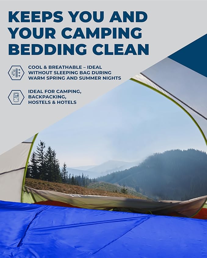 The Friendly Swede Sleeping Bag Liner — Ultralight Polyester or Cold Weather Microfiber Adult Sleep Sack; Thin Travel Sheets for Hotel; Camping Sheets; Travel Sleeping Bag with Pocket-Size Stuff Sack