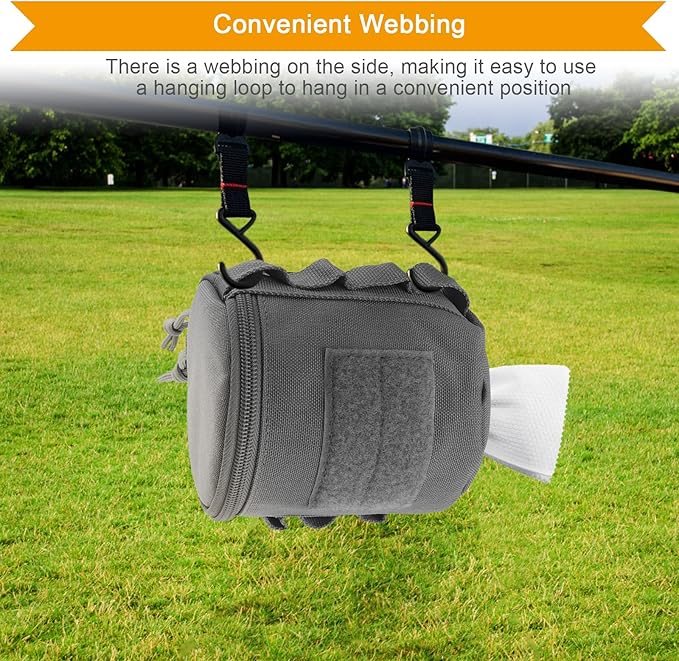 AOUTACC Tactical Roll Paper Storage Bag,Toilet Roll Paper Storage Holder with Molle Mounting Strap,Tissue Cover Organizer for Outdoor Camping,Hiking,Tactical Game-Grey