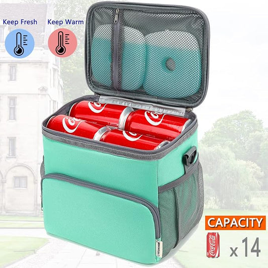 Insulated Lunch Bag for Adult/Women/Men, Reusable Large Lunch Box Cooler Soft Tote, Thermal Meal Prep Lunch Pail with Adjustable Shoulder Strap for Picnic/School/Travel/Office, Green