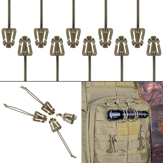 BOOSTEADY 36PCS Attachments for Tactical Backpack Vest Belt,D-Ring Grimloc Locking Gear Clip, Web Dominator Elastic Strings, Strap Management Tool Buckle,Hydration Tube Clips,Key Ring,MOLLE Bag