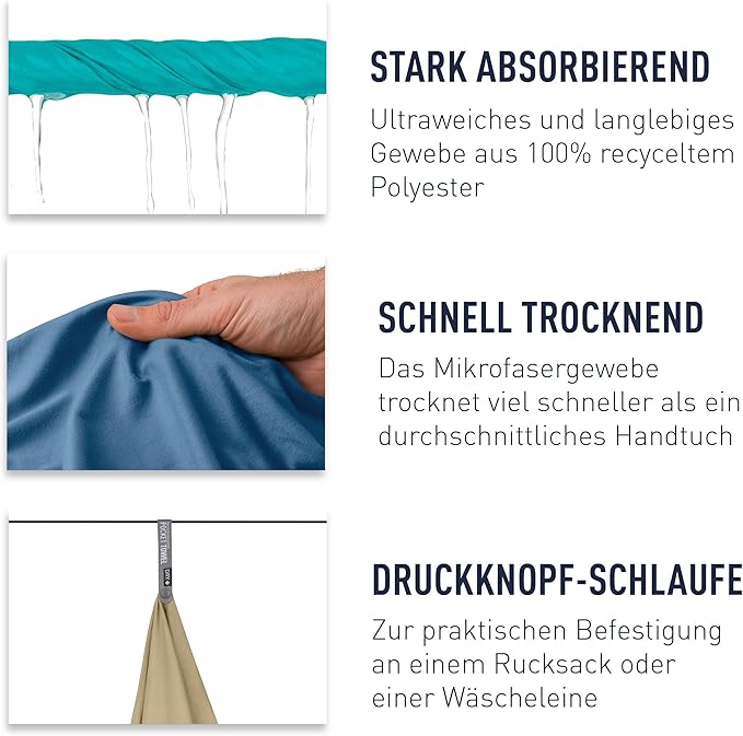 Sea to Summit Portable Pocket Towel for Camping, Gym, and Travel