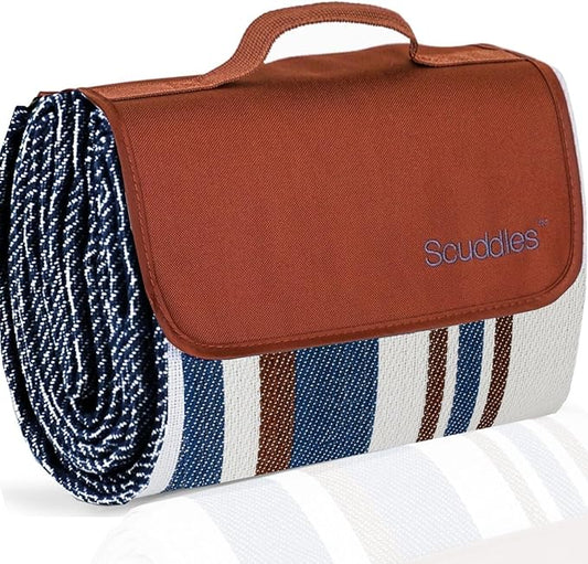 scuddles Extra Large Picnic & Outdoor Blanket Dual Layers for Outdoor Water-Resistant Handy Mat Tote Spring Summer Camping Blanket Great for The Beach