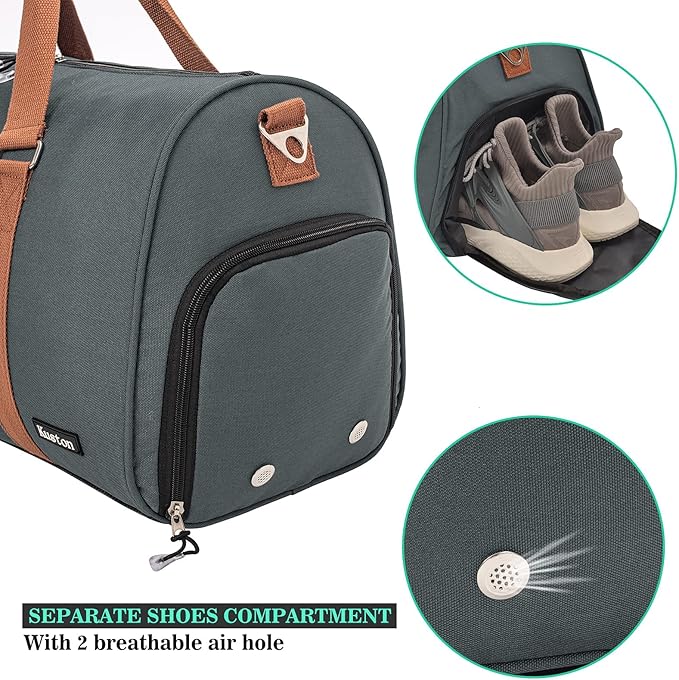 Kuston Sports Gym Bag with Shoe Compartment&Wet Pocket,Travel Duffel bag,Weekend Bag,Workout Bag Suitable for Men and Women