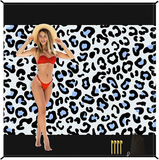 Sandproof Waterproof Beach Blanket, 80"x80" Large Beach Mat for 4-6 Adults, Lightweight Quick Dry Windproof Picnic Mat