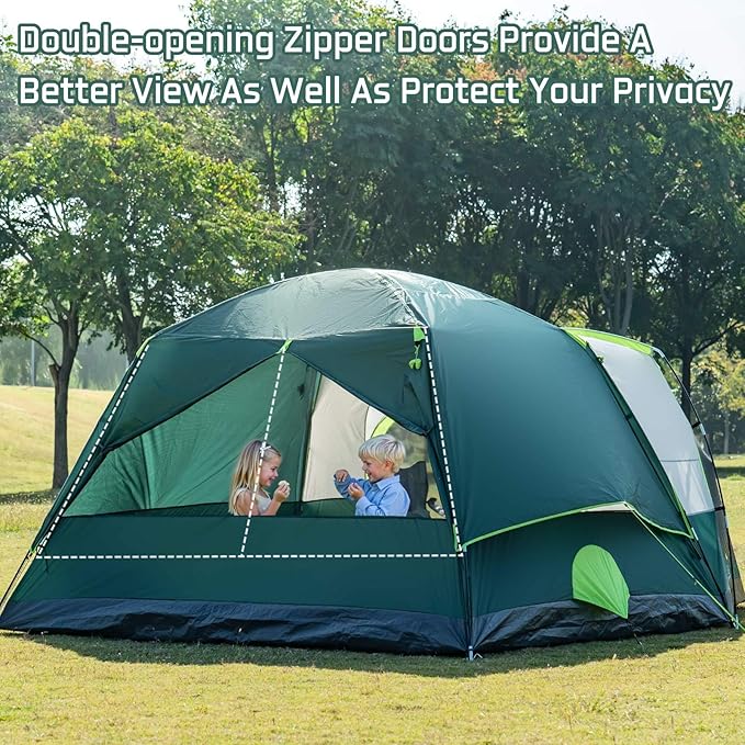6/8 Person Large Waterproof Family Tents for Camping, Screened Camping Tent with Screen Porch, Bug-Free Relaxation & Easy Setup, Includes Rainfly & Carry Bag