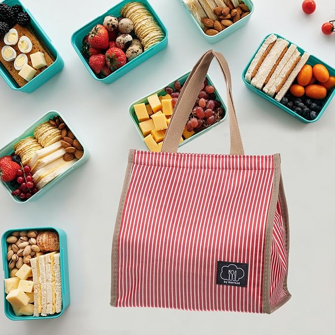 PATIKIL Insulated Lunch Bag, Oxford Cloth Waterproof Lunch Tote Bag Thermal Portable Lunch Box Food Container for Work Office Picnic Outdoor, 9.45"x5.91"x8.66", Red