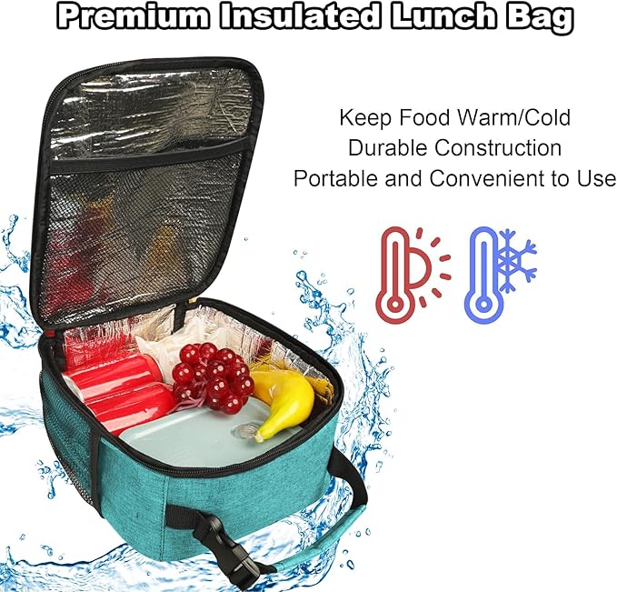 Femuar Lunch Box for Men Women Adults, Small Lunchbox for Work Picnic - Reusable Lunch bag Portable Lunch tote, Light Blue