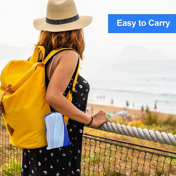 Mooreeke Beach Blanket Extra Large Oversized 9 x 11 ft, Blue Waves Sandproof Waterproof Quick Drying Lightweight Compact Outdoor Blanket Beach Mat for Family Travel Camping Picnic, 1-8 Adults