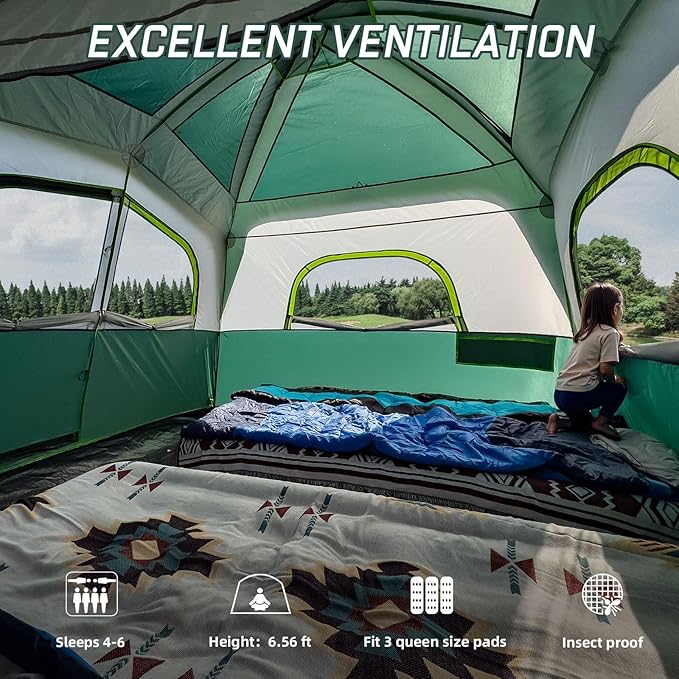 SUV Tents for Camping 6 Person Waterproof, Car Family Camping Tent with Tailgate Attachment for SUV, Jeep, Truck with Cap, Easy Setup Large Tent for Outdoor Camping