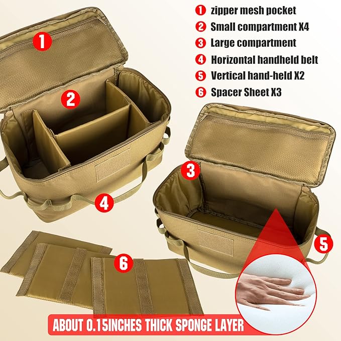 bvya Tactical Camping Storage Bag 11 Liters Outdoor Utility Tote Bag Camping Cookware Organizer Trunk Organizer with Flag Patch