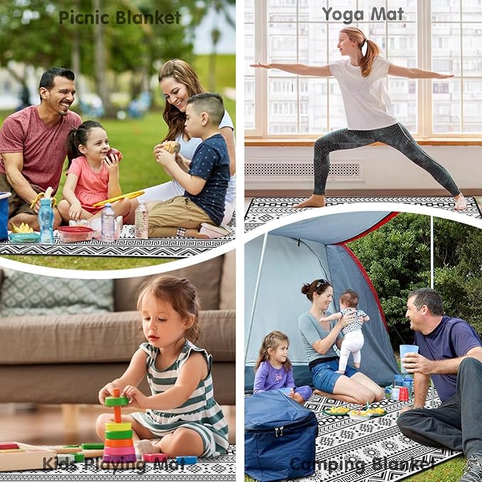 Extra Large Picnic Blankets Waterproof Foldable (80 "x 80") Beach Blanket Waterproof Sandproof,3-Layer Thicking Mat Outdoor Packable Camping Blanket(Bohemian)