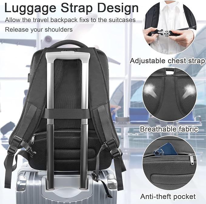 MATEIN Carry On Backpack for Airplanes, 40L Underseat Travel Backpack Personal Item Bag with USB Charging Port and Shoe Pouch, TSA 17 inch Bags for Men Flight Approved, Work Casual Daypack