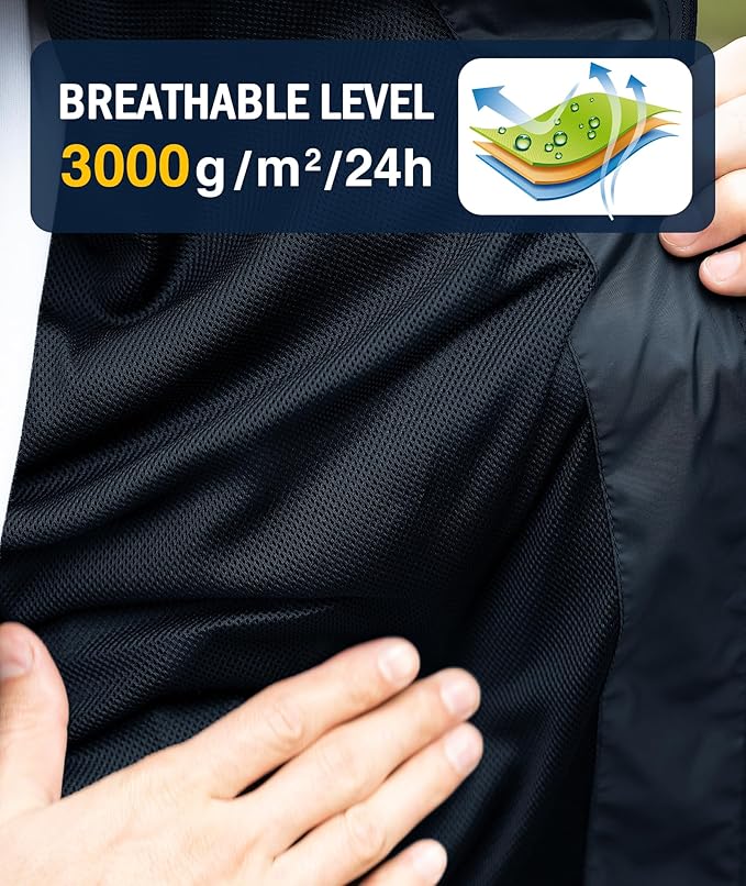 SWISSWELL Rain Jacket Men Waterproof Windbreaker, Lightweight Hooded Raincoat for Daily Casual