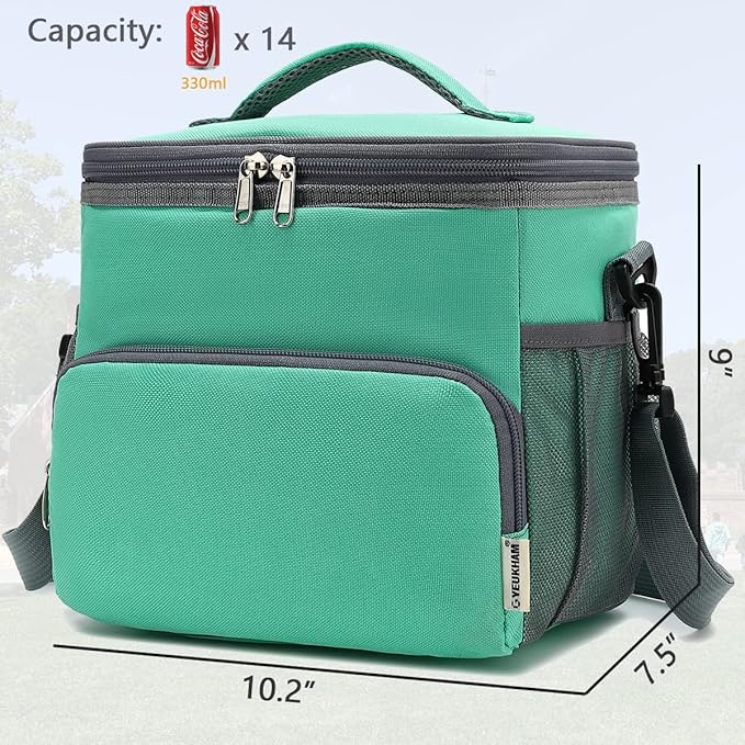 Insulated Lunch Bag for Adult/Women/Men, Reusable Large Lunch Box Cooler Soft Tote, Thermal Meal Prep Lunch Pail with Adjustable Shoulder Strap for Picnic/School/Travel/Office, Green