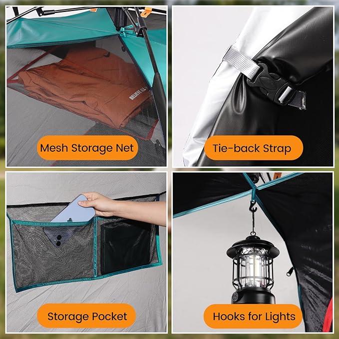 Camping Tent 2 Person, Waterproof & Blackout Double Layer Pop Up Outdoor Tent for Park, Picnic, Travel, Portable and Easy Setup