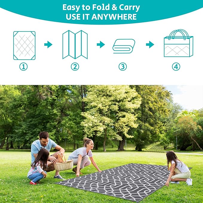 HEBE Outdoor Rug 6'x9' for Patios Waterproof Clearance Reversible Patio Mat Plastic Straw Rug RV Camping Mat Outside Area Rug Carpet for Camping RV,Porch,Deck,Balcony,Camper,Backyard
