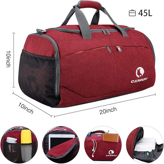 Canway Sports Gym Bag, Travel Duffel bag with Wet Pocket & Shoes Compartment for men women, 45L/40L, Lightweight