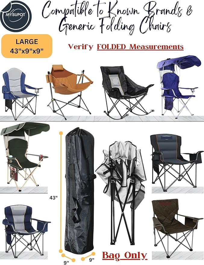 Replacement Bag for Folding Camping Chair, Portable Camp Chair, Hammock, Yoga Mat, Umbrella, Tents, Tripods, Fishing Poles - 420D Oxford Polyester Fabric