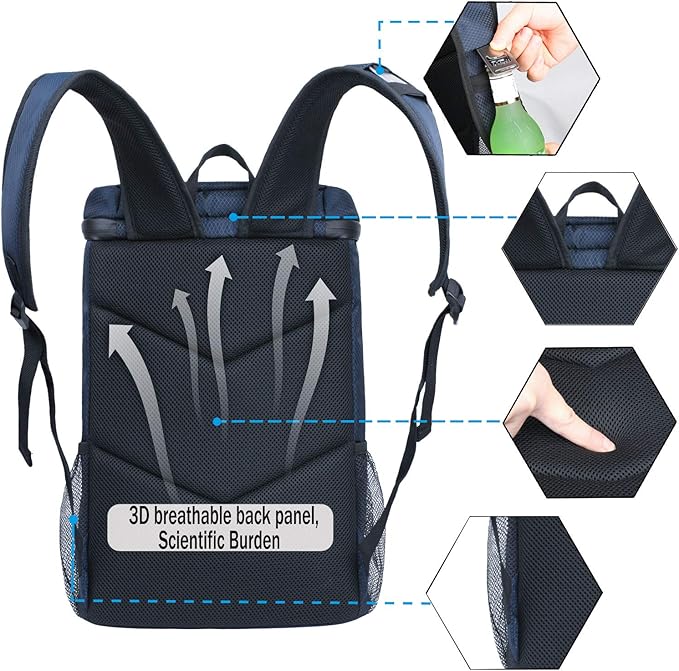 FORICH Soft Cooler Backpack Insulated Waterproof Backpack Cooler Bag Leak Proof Portable Small Cooler Backpacks to Work Lunch Travel Beach Camping Hiking Picnic Fishing Beer for Men Women