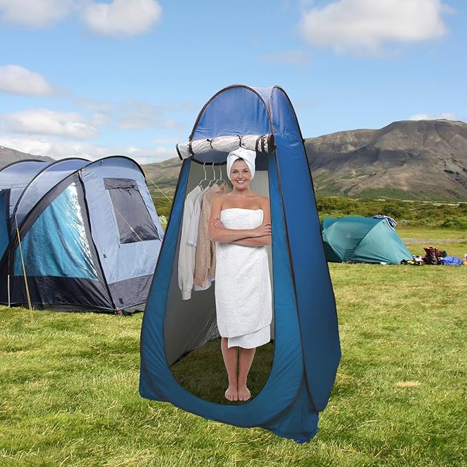 Camping Toilets Portable with Pop up Privacy Tent, X Large Portable Potty for Adults,2 in 1 Toilet for Adults for RV Camping Travel (Blue)