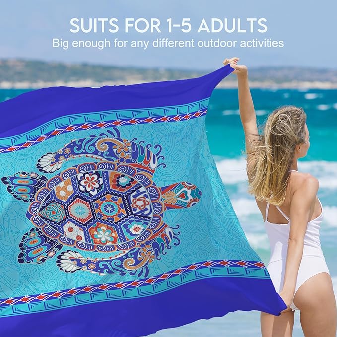 BYDOLL Beach Blanket Waterproof Sandproof 78''×81'' 1-7 Adults Oversized Lightweight Large Picnic Mat Waterproof Sandproof Blanket for Beach