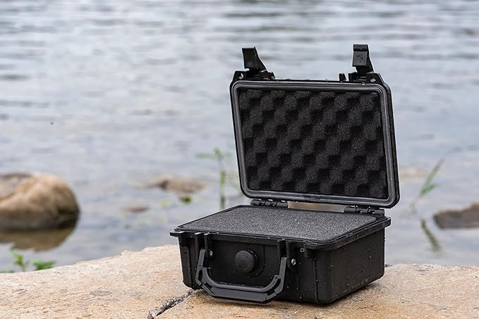 MEIJIA Portable All Weather IP67 Waterproof Protective Case, Hard Case,Camera Case With Customizable Foam,Fit Use of Drones, Cameras,Equipments (Black, 8.12x6.56x3.56inches)
