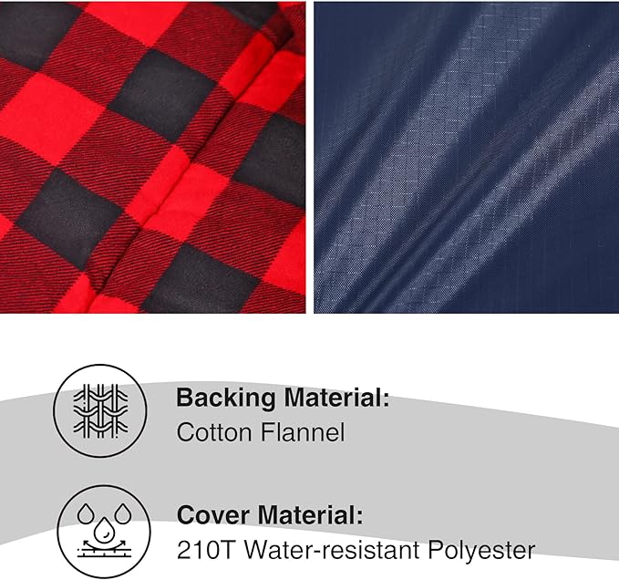 REDCAMP Flannel Sleeping Bag for Adults, Comfortable Cotton Sleeping Bags for Camping with Detachable Hood, Red/Grey/Blue