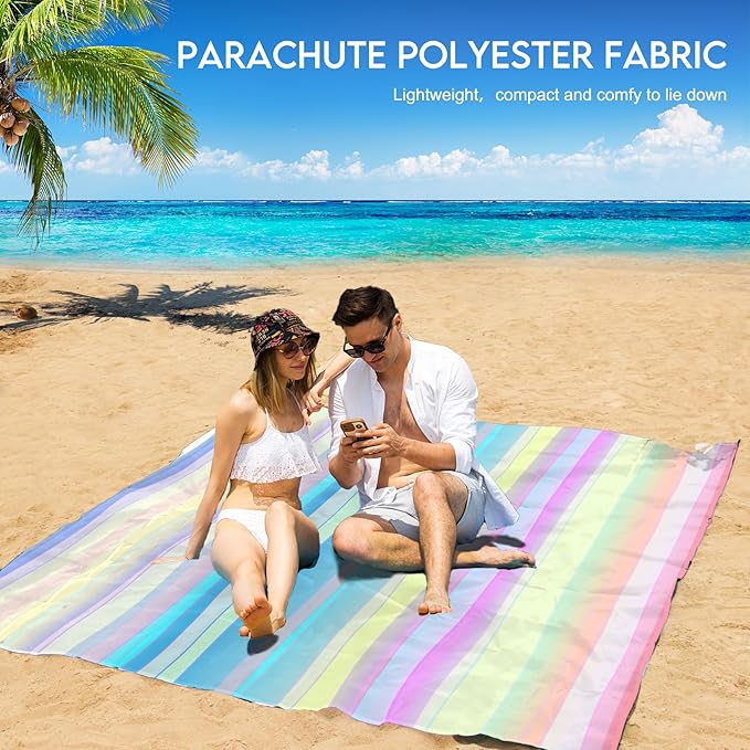 BYDOLL Beach Blanket 78''X81'' 4-7 Adults Oversized Lightweight Waterproof Sandproof Blanket for Beach Large Picnic Mat Travel Camping