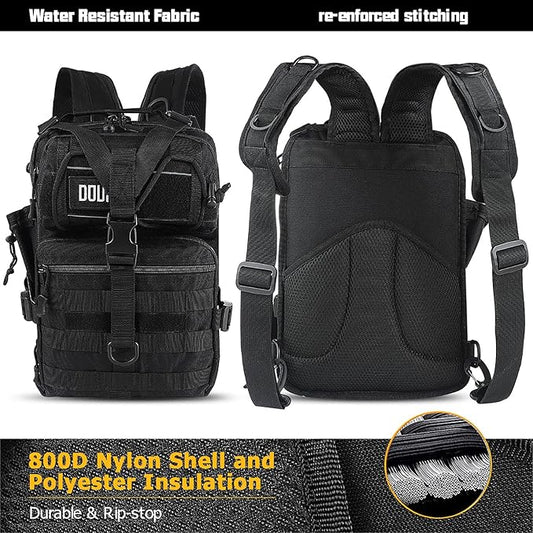 Tactical Backpack Medium EDC DayPack Military Molle Backpacks Bag Outdoor Rucksack for Fishing Hunting Camping (Black)