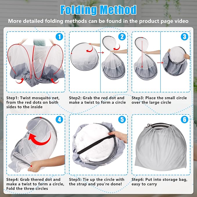 Extra Large Pop Up Mosquito Tent, Portable Foldable Mosquito Net for Bed Camping Travel Patio (78 * 41 * 31inch)