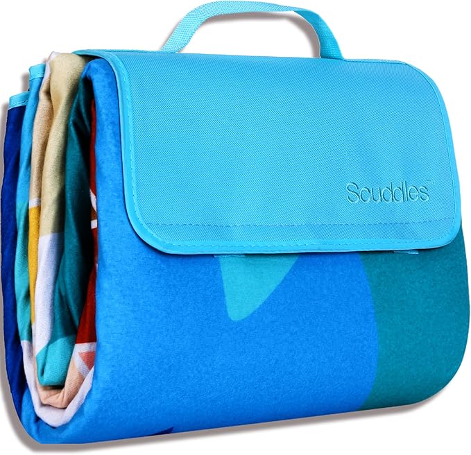 scuddles Picnic Blankets Dual Layers Picnic Blanket Outdoor Water-Resistant Handy Mat Tote Spring Summer Camping Blanket Great for The Beach