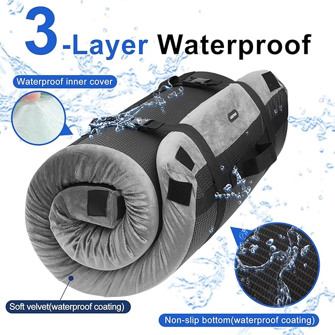 Memory Foam Camping Mattress pad, Comfortable Thick Floor Sleeping Mat for Adults with Waterproof and Non-Slip Bottom, Portable Roll Up Mattress for Sleepover Guest,Cot Mad for Car Camping