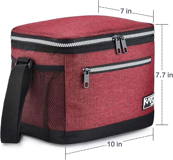 Tirrinia Insulated Lunch Box for Men/Women, Leakproof Thermal Lunch Bag for Office Picnic Work Beach Camping,Reusable Lunch Cooler Tote for Adult, Red
