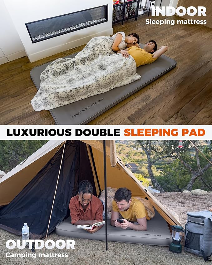 KingCamp Self Inflating Sleeping Pad for Camping Ultra Thick Double Single Foam Mattress High R Value Camping Air Pad Mat, Multi Colors & Sizes