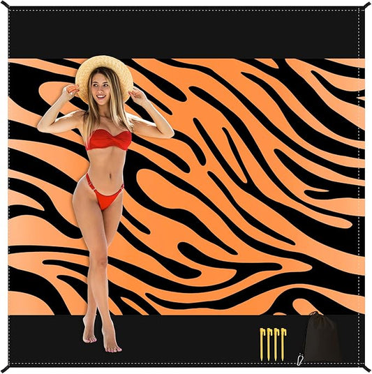 Sandproof Waterproof Beach Blanket, 80"x80" Large Beach Mat for 4-6 Adults, Lightweight Quick Dry Windproof Picnic Mat