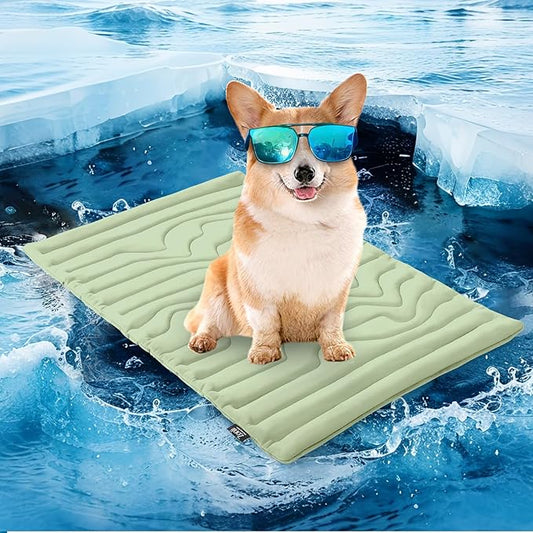ZonLi Dog Cooling Mat, 36" x 23" Medium, Reversible Cooling Pad for Dogs & Cats (Cool & Warm), Durable & Machine Washable, Pet Mat for Crate, Kennel, Bed, Sofa, Sage Green