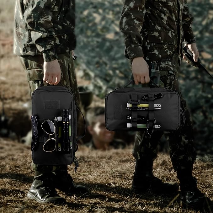 bvya Tactical Camping Storage Bag 11 Liters Outdoor Utility Tote Bag Camping Cookware Organizer Trunk Organizer with Flag Patch